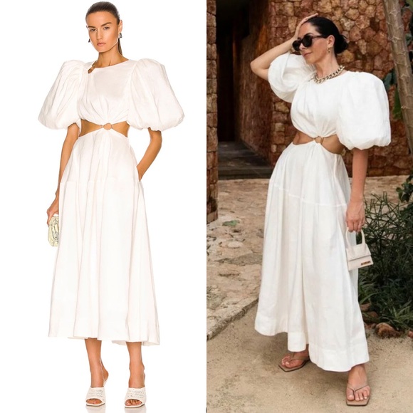 Aje Dresses & Skirts - Aje Vanades Cut Out Ring white Midi Dress size US 2 NEW! New with tags!